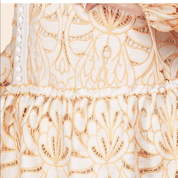 OffWhite Intricate Crochet Lace Pattern Mini Dress - Picture 5 of 11